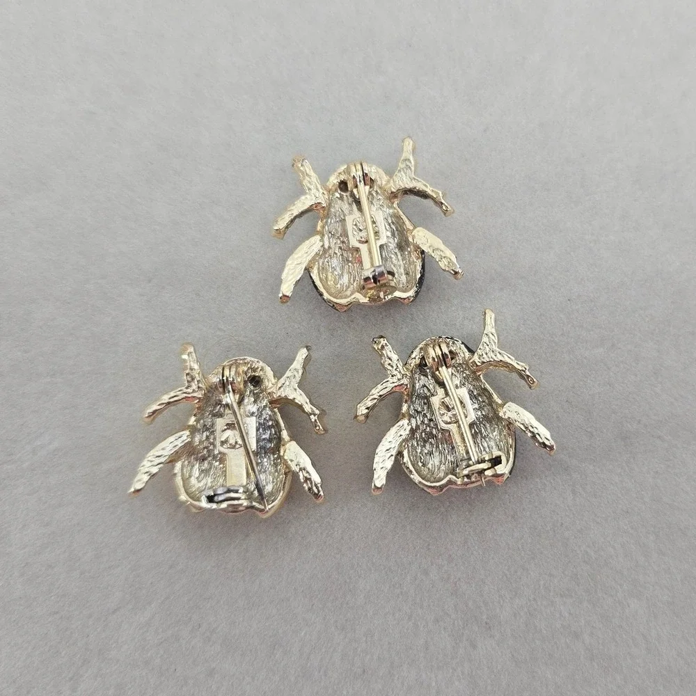 Unbranded Brooch Pin Set Womens OS Ladybug Yellow Black Gold Enamel EUC